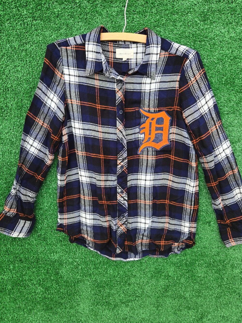 MLB Detroit Tigers upcycled DIY reworked flannel shirt soft